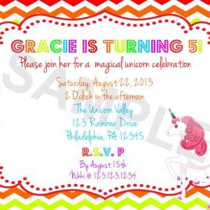 Rainbow Unicorn Birthday Invitation (digital File)
