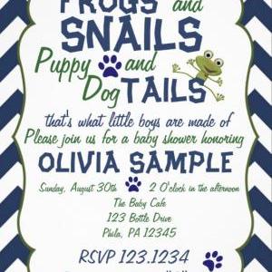 Frogs, Snails And Puppy Baby Shower Invitation..