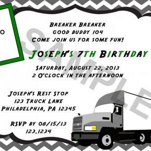 Big Rig Semi Truck Birthday Invitation (digital..