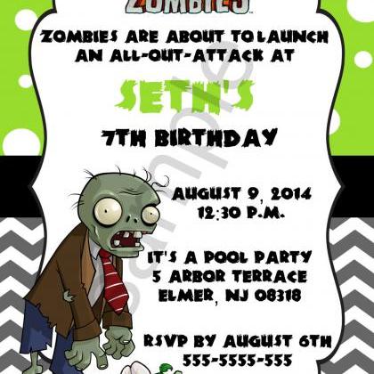 Plants Vs. Zombies Birthday Invitation (digital..