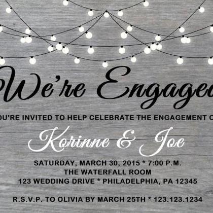Engagement Party Invitation Grey Wood - Printable..
