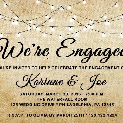 Burlap Engagement Invitation Shabby Chic -..