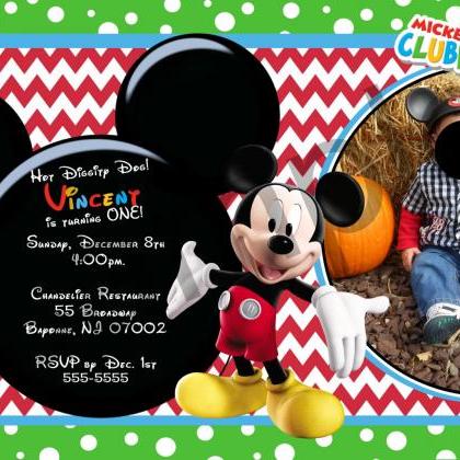 Mickey Mouse Photo Birthday Invitation (digital..