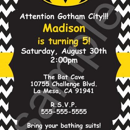 Batman Chevron Birthday Invitation (digital File)