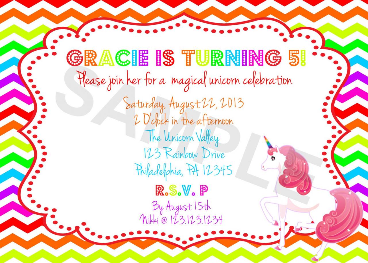 Rainbow Unicorn Birthday Invitation (digital File)