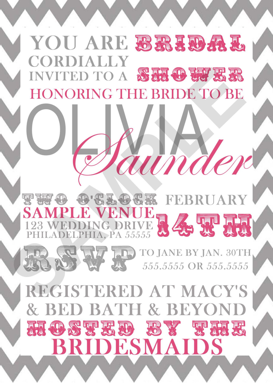 Modern Bridal Shower Invitation (digital File)