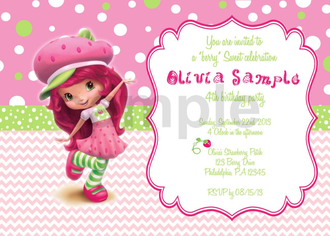 Strawberry ShortCake 2 Birthday Invitation (Digital File)
