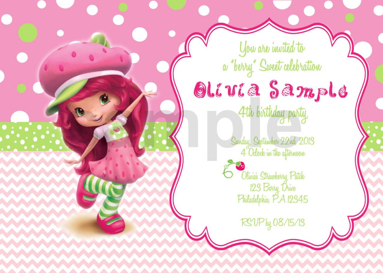 Strawberry ShortCake 2 Birthday Invitation (Digital File) on Luulla