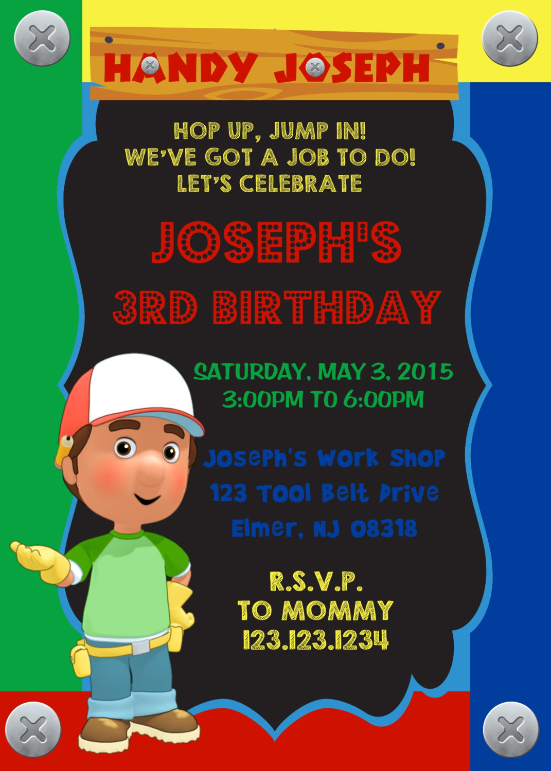 Handy Manny Birthday Invitation (digital File)