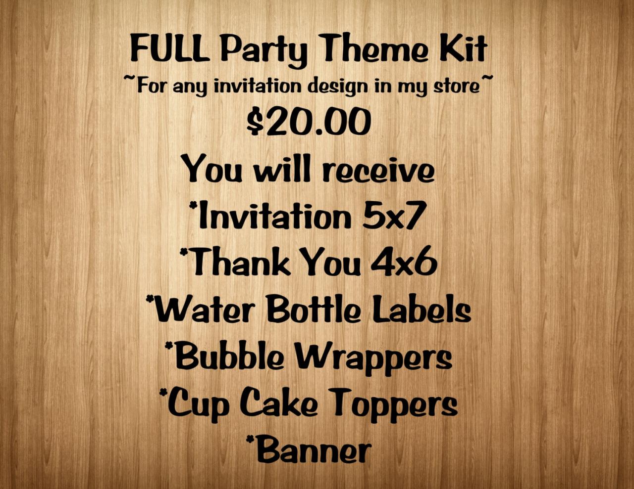 Full Party Theeme Kit For Any Design In Store (digital File)