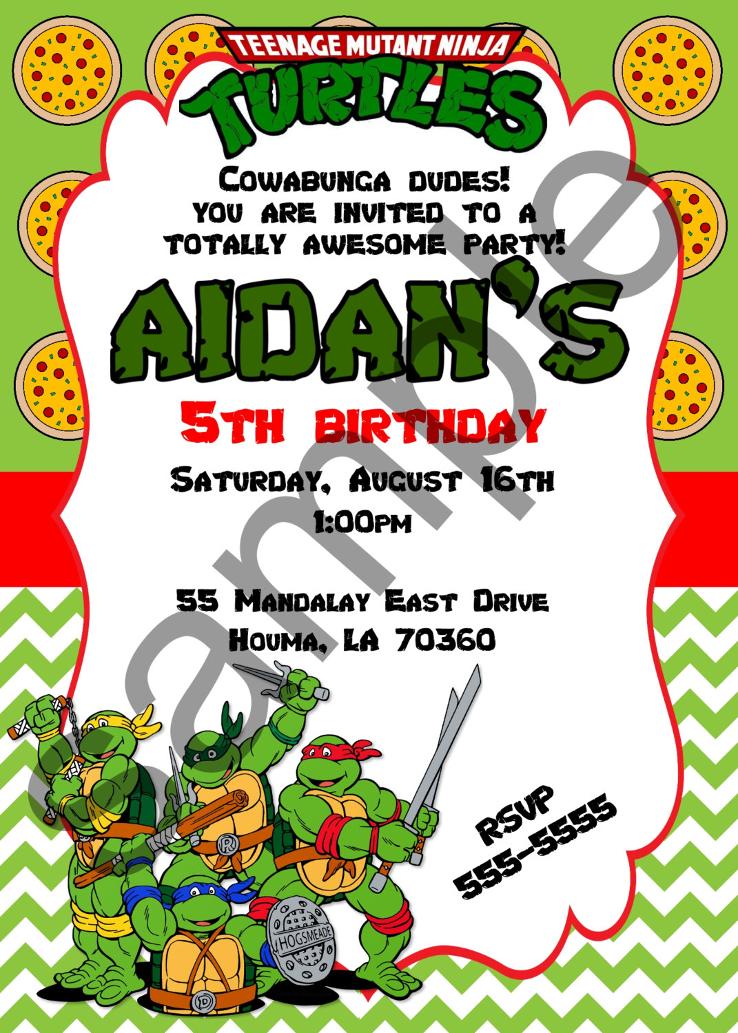 Ninja Turtle Birthday Invitation (digital File)