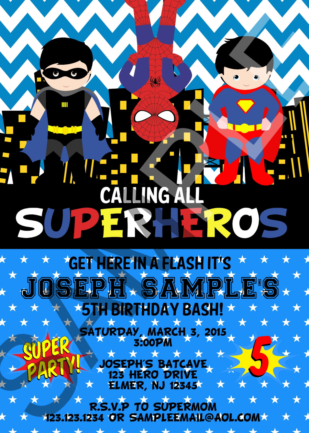 Super Hero Birthday Invitation (digital File)