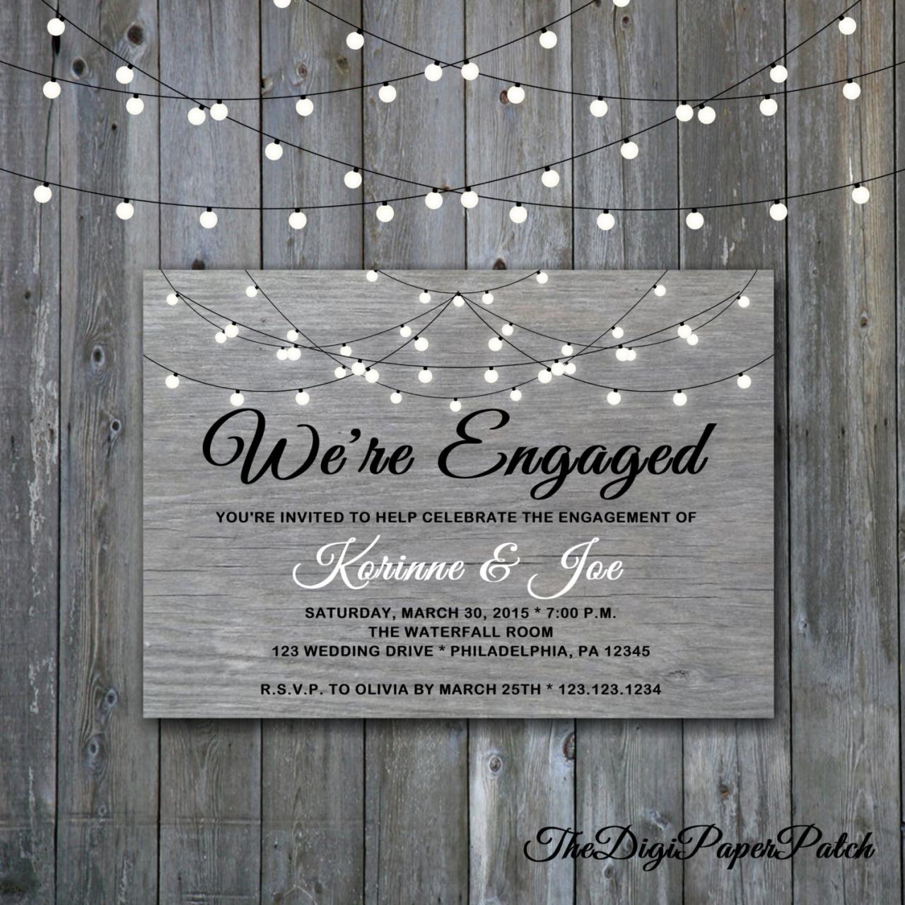 Engagement Party Invitation Grey Wood - Printable Engagement Invitation , Minimalist Wedding, Engagement Invitation