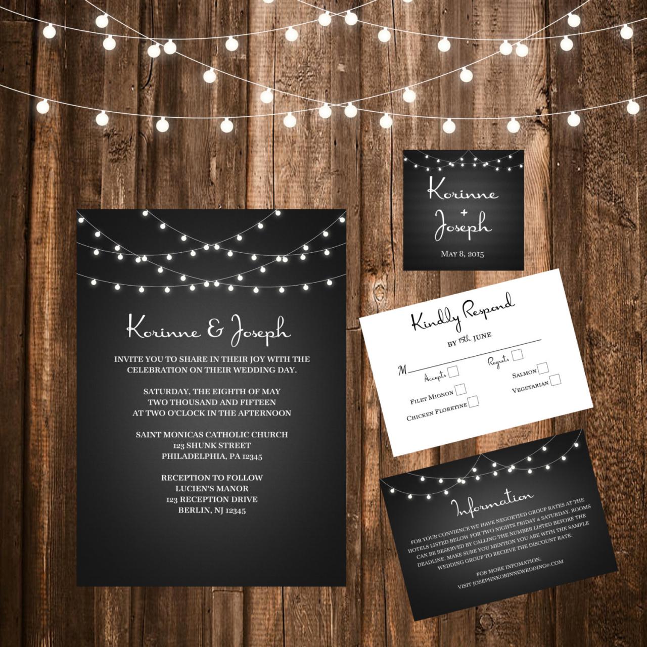 Black Wedding Invitation - Printable Wedding Invitation Set, Minimalist Wedding, Chalkbroad Wedding Invitation