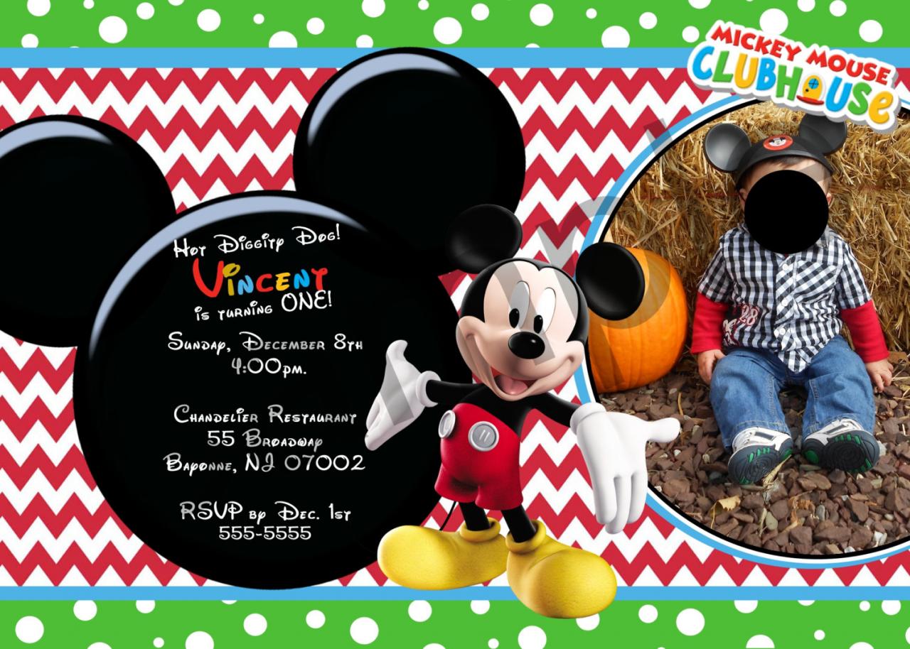 Mickey Mouse Photo Birthday Invitation (digital File)