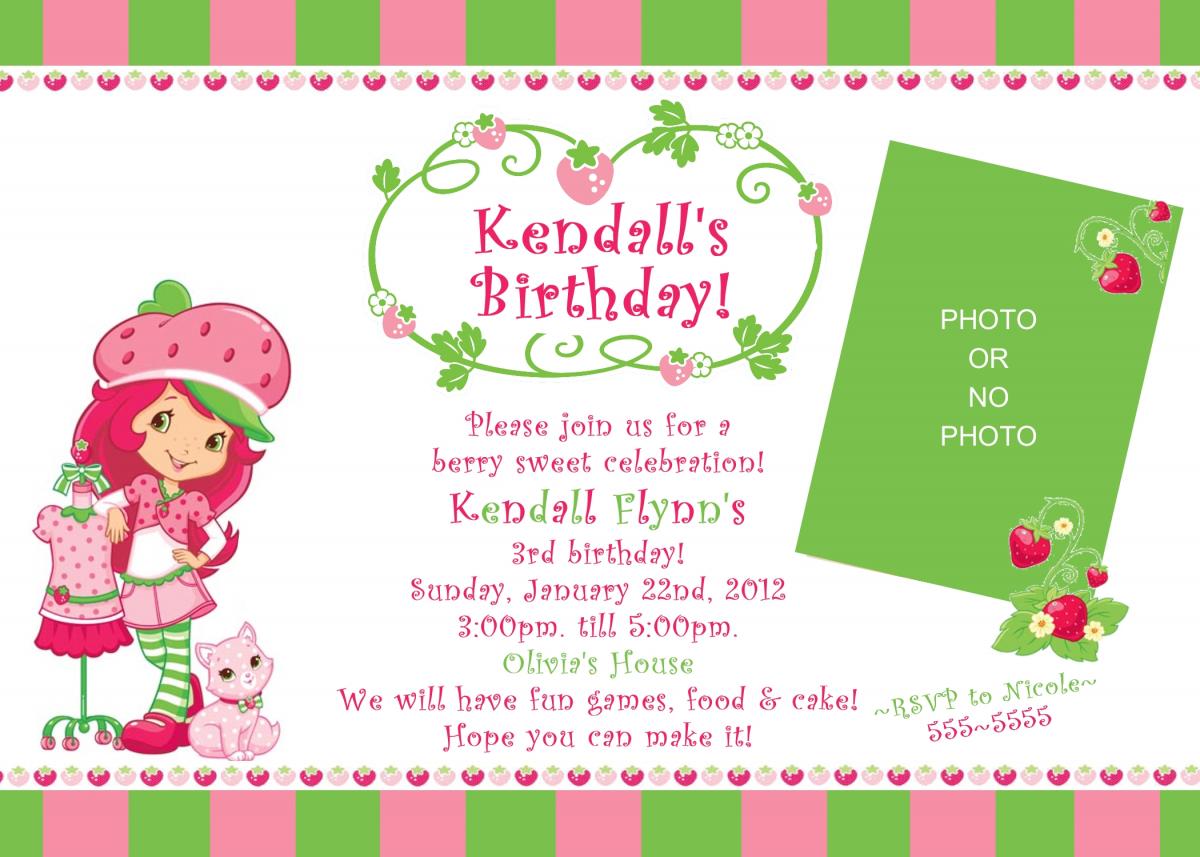 Strawberry Shortcake Birthday Invitation ( Digital File )